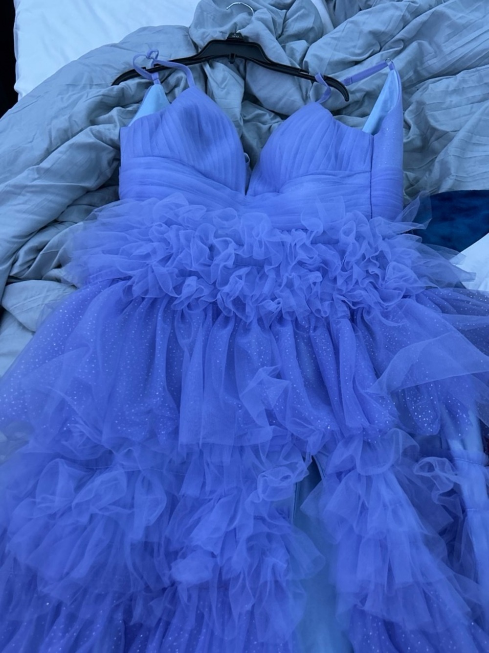 Elegant Lavender Ruffled Prom Dress